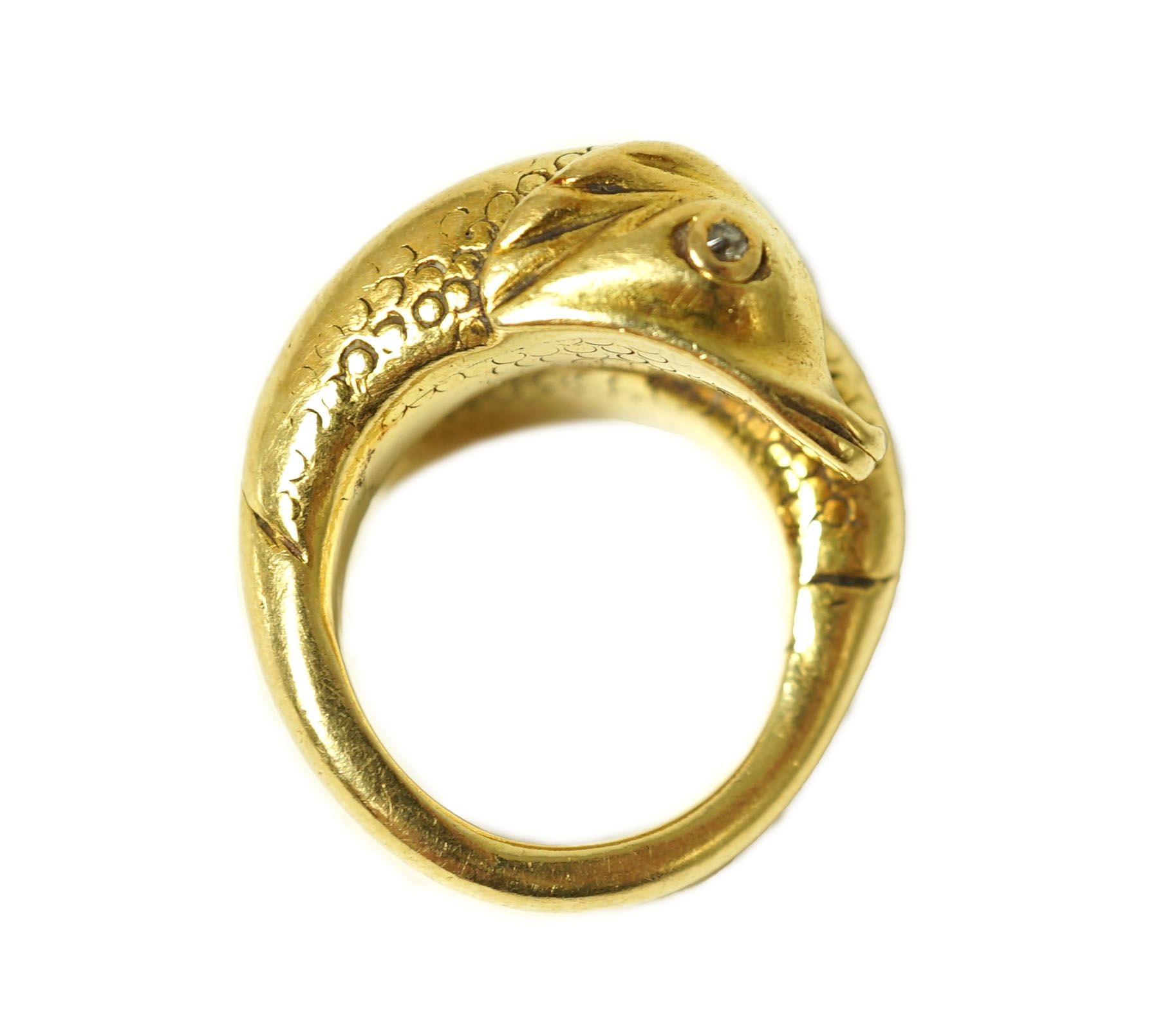 A yellow metal, sapphire an diamond set four stone dress ring, size L, gross 3.4 grams.